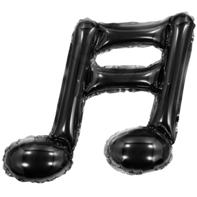 Шар с клапаном (16''/41 см) Мини-фигура, Нота двойная, Черный, 1 шт.